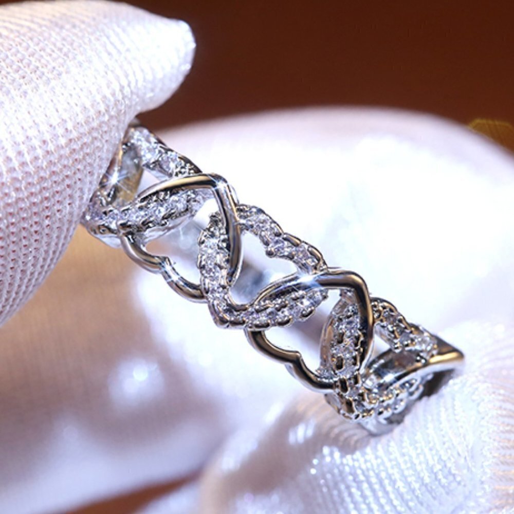 ✨ Lovely Anillos Hollow Many Heart Cross Sweet Zircon Rings for Women, PD085 - Picture 4 of 7